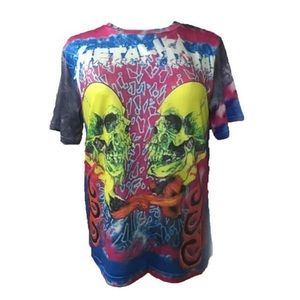 METALLIC Skulls TIE-DYE Short Sleeve Soft T-Shirt Material High Quality NWT